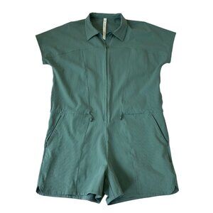 Lululemon Womens Stretch Rib Pocketed Romper Size 8 Tidewater Teal Athletic
